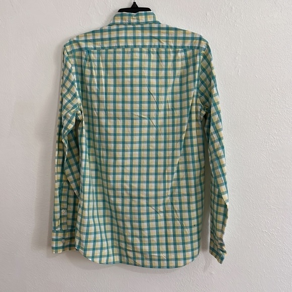 J Crew Yellow White Turquoise Long Sleeve Button Down Oxford Blouse Shirt Size S - Picture 4 of 4